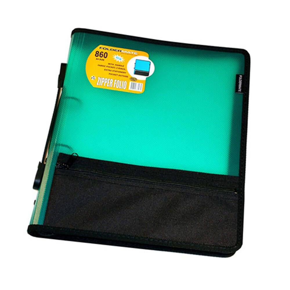 2 Ring Zipper Folio Binder 860G 25Mm A4 (Green)  |  Other Accessories Accessories Other Accessories