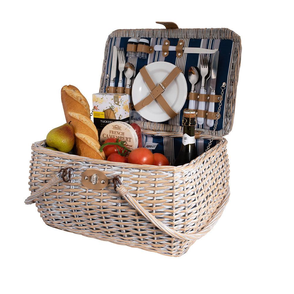 4 Person Hampton Stripe Drop Handle Picnic Basket  |  Gardening Gardening Gardening