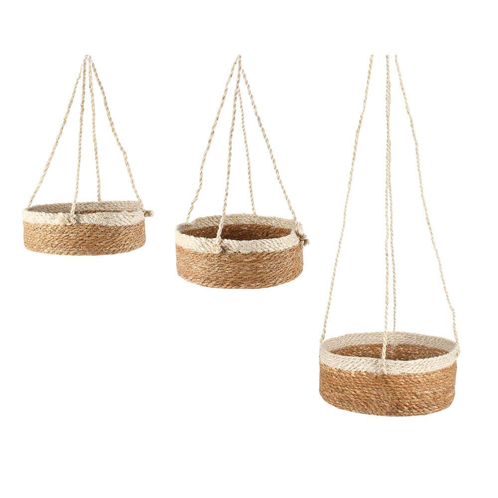 Airlie Set Of 3 Jute Hanging Basket W/ Rope Hanger (28X12Cm)  |  Gardening Gardening Gardening