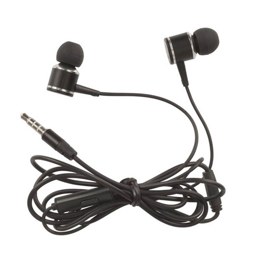 Aluminium Earphones Stereo 3.5Mm W/ Mic/Vol Control (Black)  |  Phones & Accessories Indoor Phones & Accessories