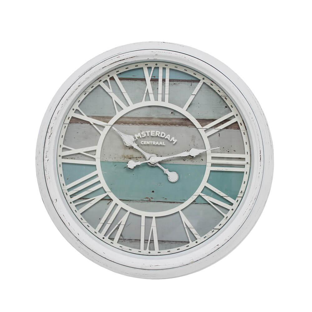 Angel Clock White With Blue Face (56X56X6Cm)  |  Wall & Alarm Clocks Indoor Wall & Alarm Clocks