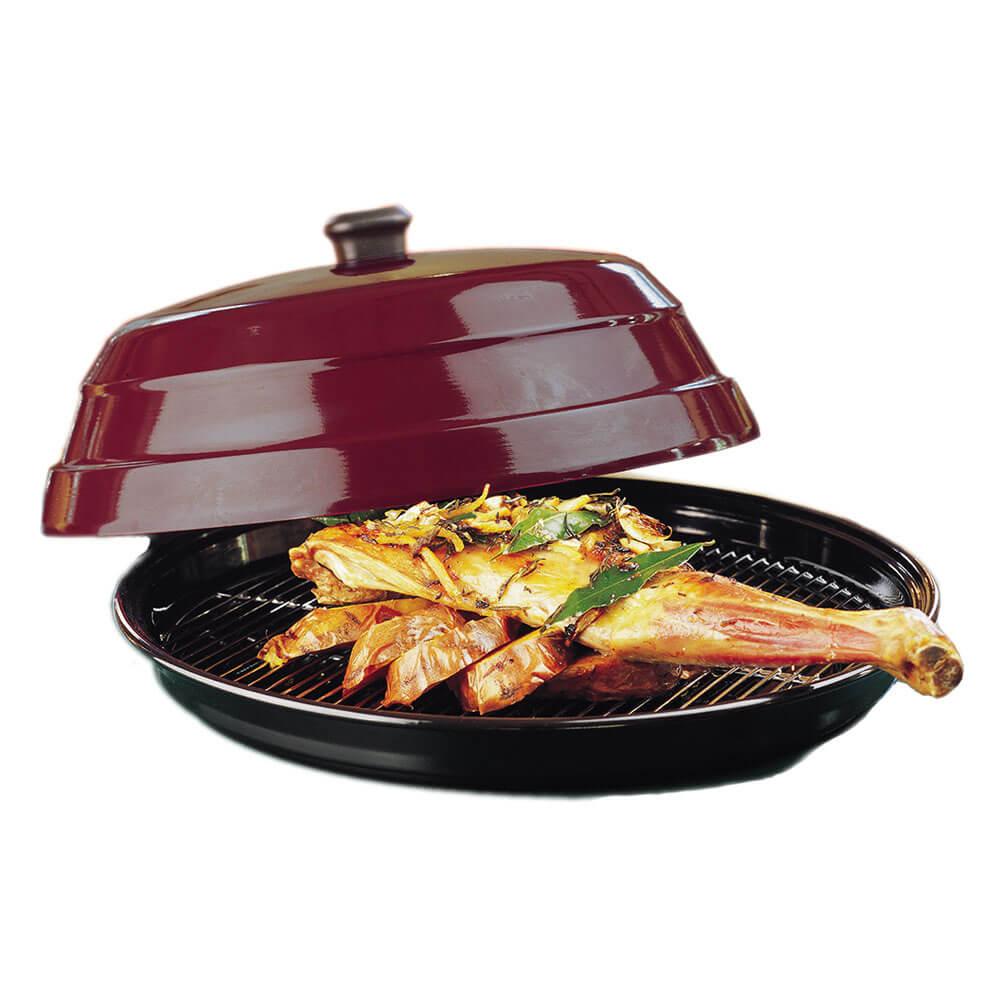 Burgundy Jumbo Platter W/ Vitreous Enamel Base (41Cm Dia.)  |  Barbeques Barbeques Barbeques