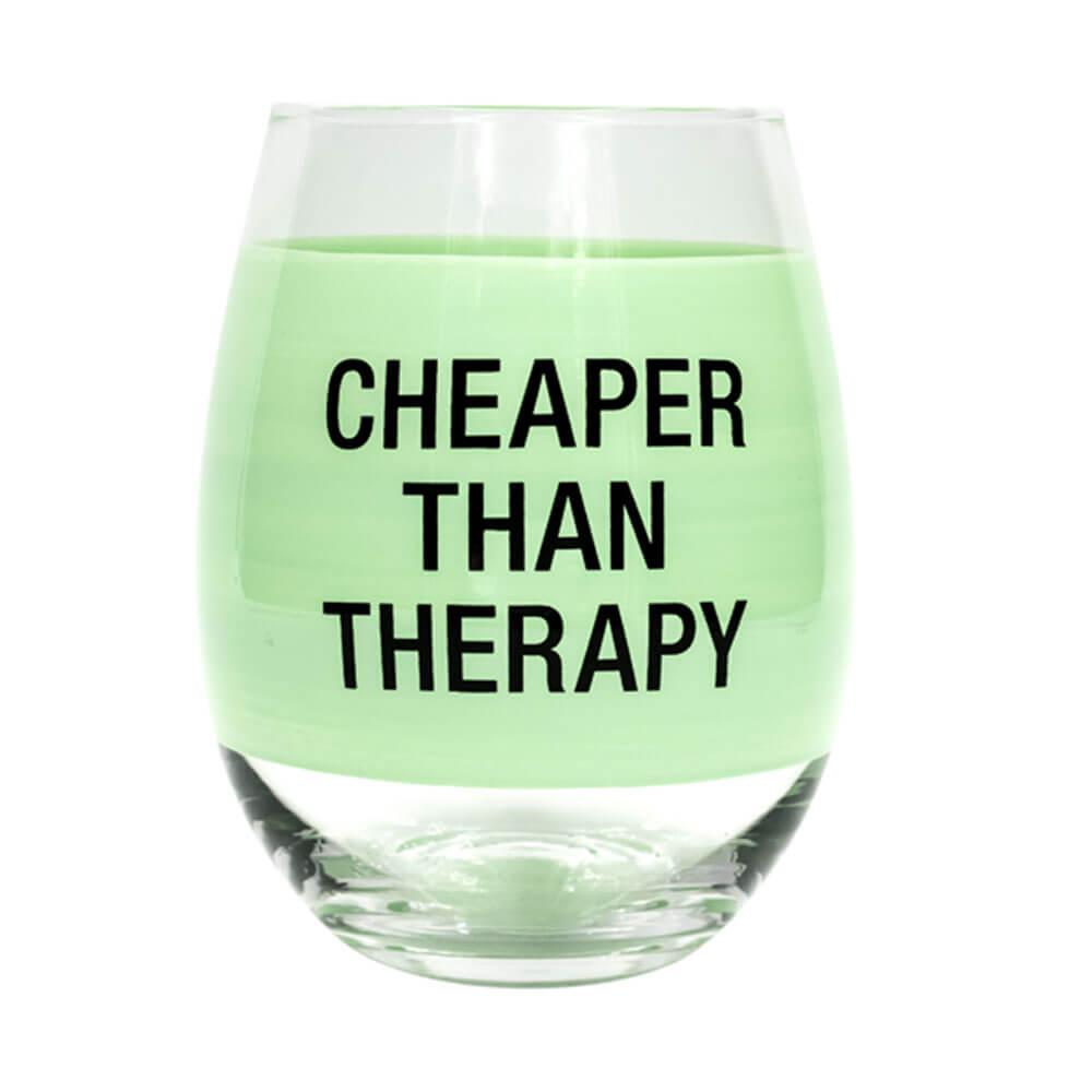 Cheaper Than Therapy Wine Glass (Mint)  |  Drinking & Bar Drinking & Bar Drinking & Bar