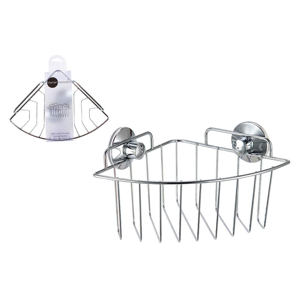 Chrome Corner Basket With Ultra Lock Suction (19X19X12Cm)  |  Shaving & Grooming Grooming Shaving & Grooming