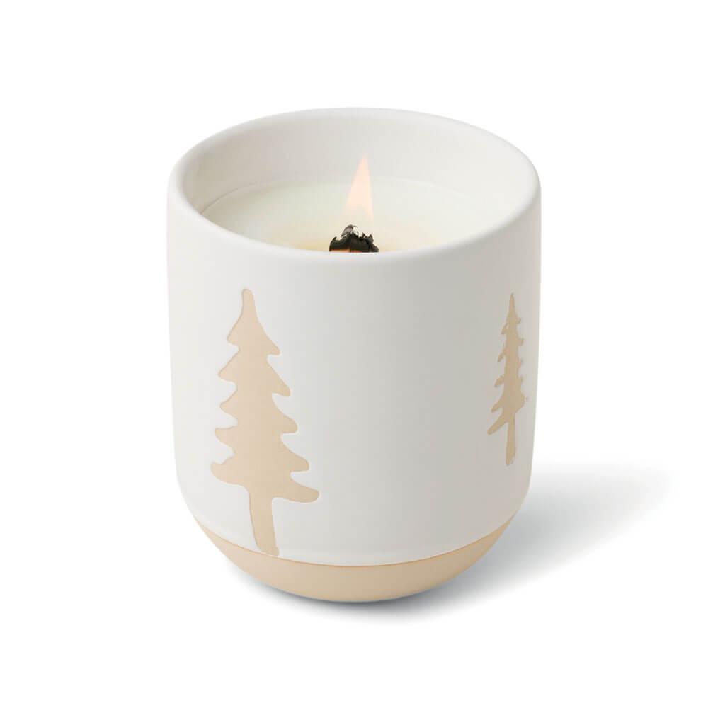 Cypress & Fir Candle With Wooden Wick 8.5Oz (White Glaze)  |  Fragrances Fragrances Fragrances