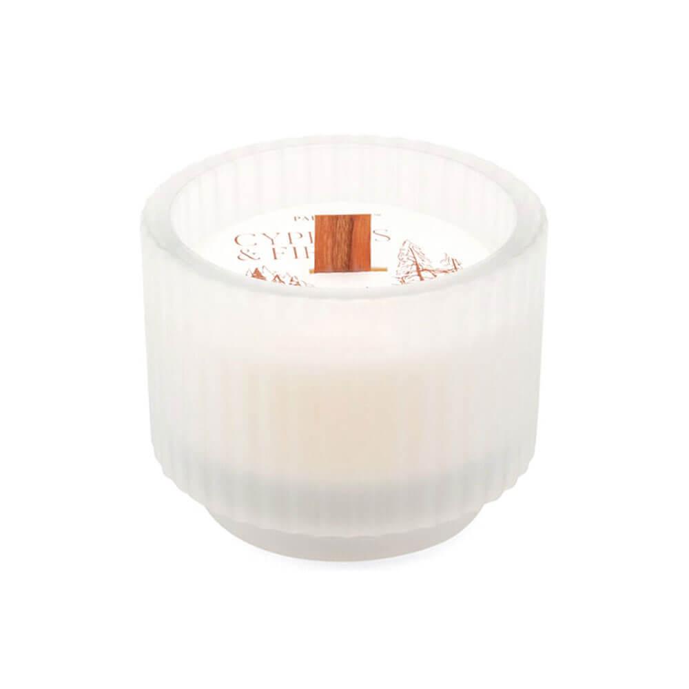 Cypress & Fir Ribbed Glass Candle 5Oz (Frosted White)  |  Fragrances Fragrances Fragrances