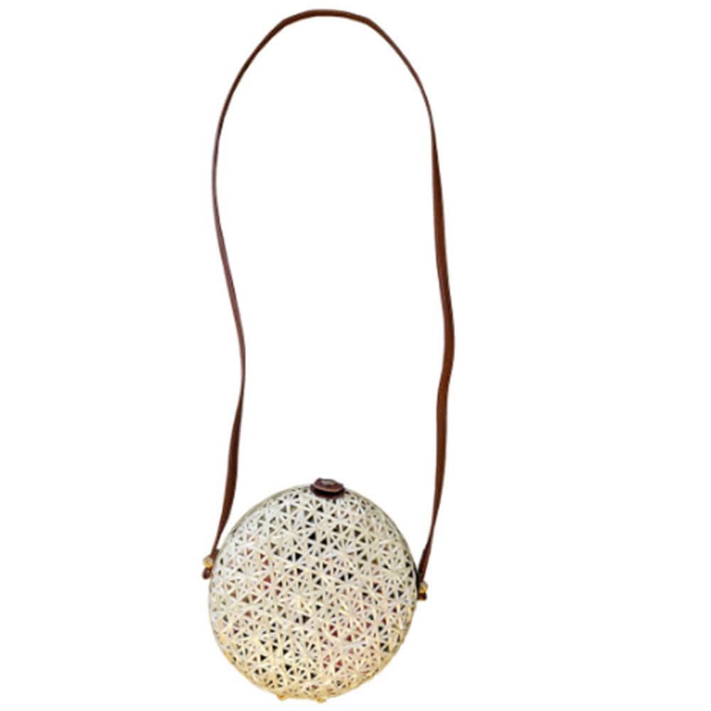 Denise Round Bamboo Bag Natural (20X6Cm)  |  Wallets & Money Clips Accessories Wallets & Money Clips