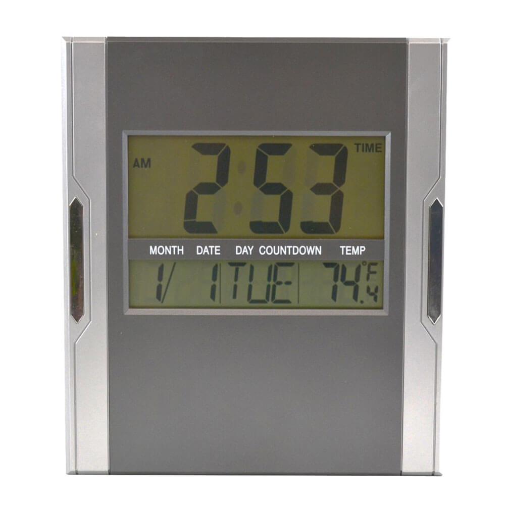 Digital Display Wall Clock 215Mm (Silver/Grey)  |  Wall & Alarm Clocks Indoor Wall & Alarm Clocks