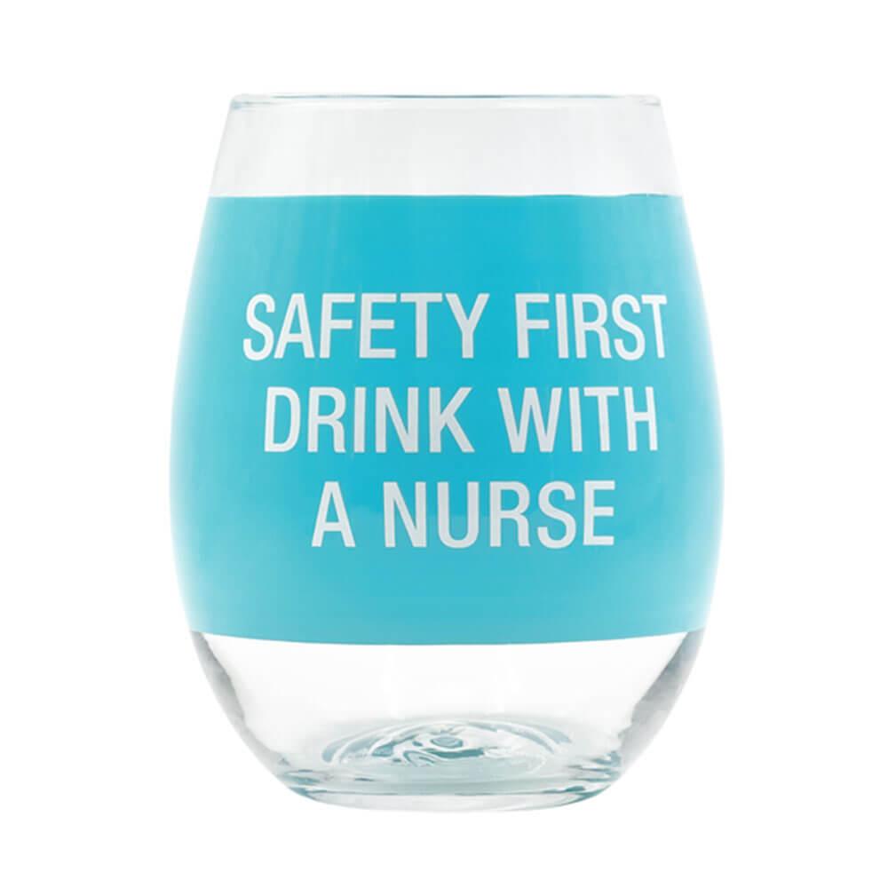 Drink With A Nurse Wine Glass (Blue)  |  Drinking & Bar Drinking & Bar Drinking & Bar