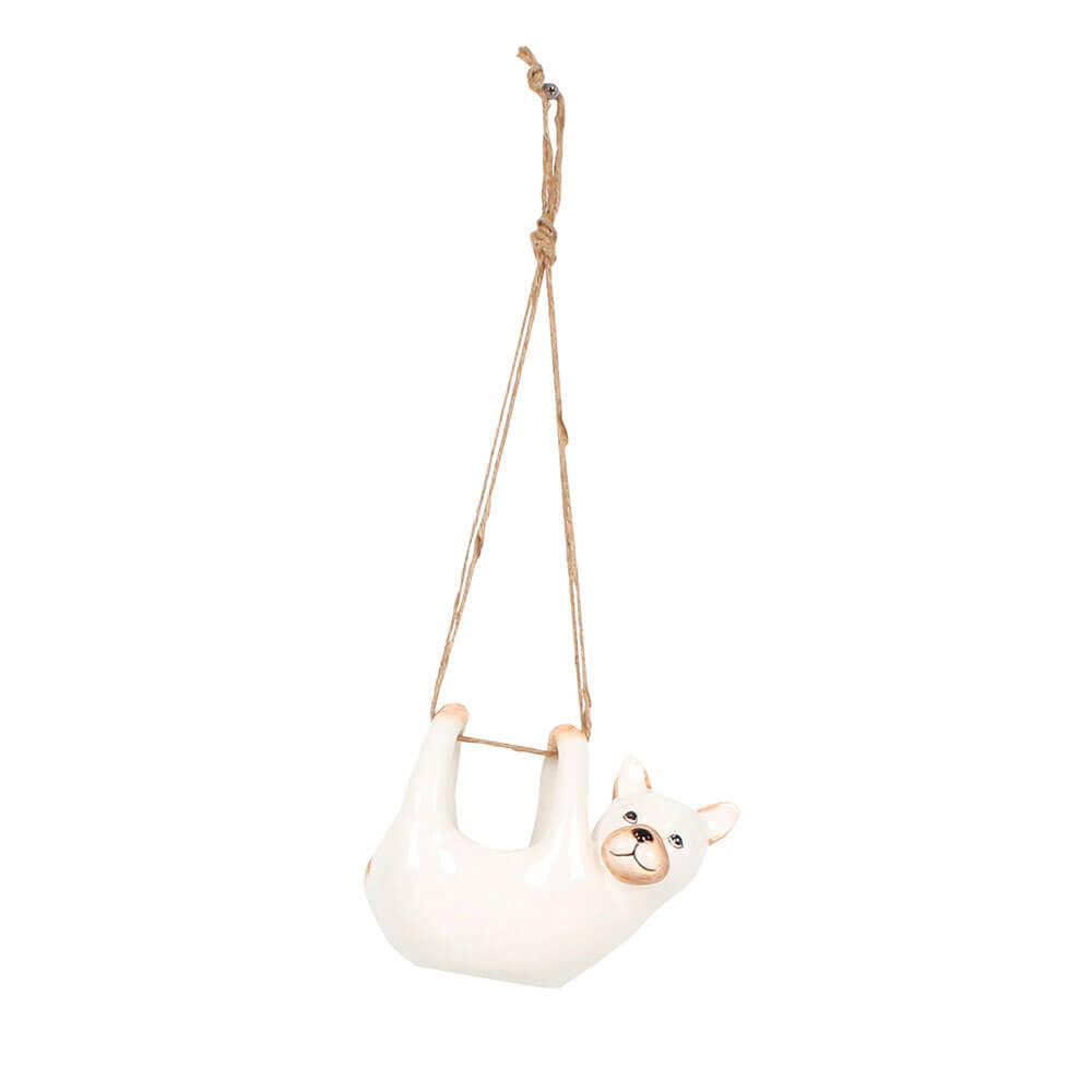 French Bull Dog Hanging Planter Dolomite Pot (17X13X9Cm)  |  Gardening Gardening Gardening