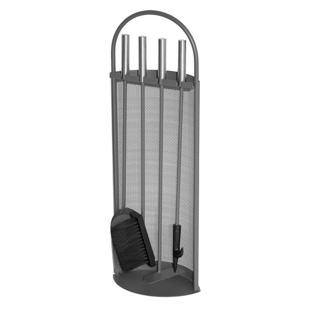 Grey 4 Tools Fire Tool Set W/ Mesh Stand (19X66Cm)  |  Barbeques Barbeques Barbeques