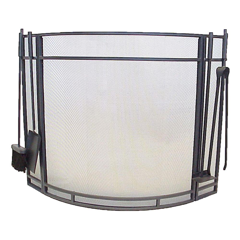 Grey Heavy Duty Curved Firescreen W/ Tools (74Cm H)  |  Barbeques Barbeques Barbeques