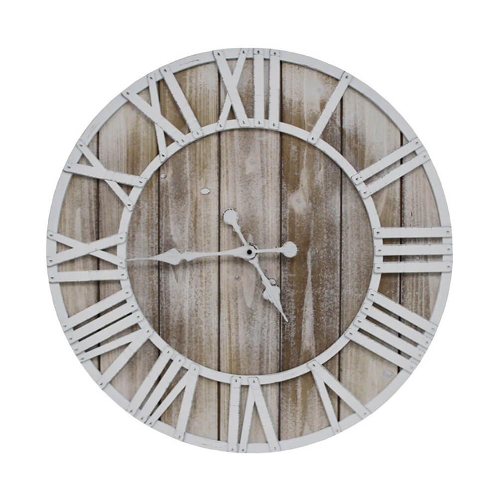 Hamlets Roman Numeral Clock Wash Wood White (60X60X5Cm)  |  Wall & Alarm Clocks Indoor Wall & Alarm Clocks