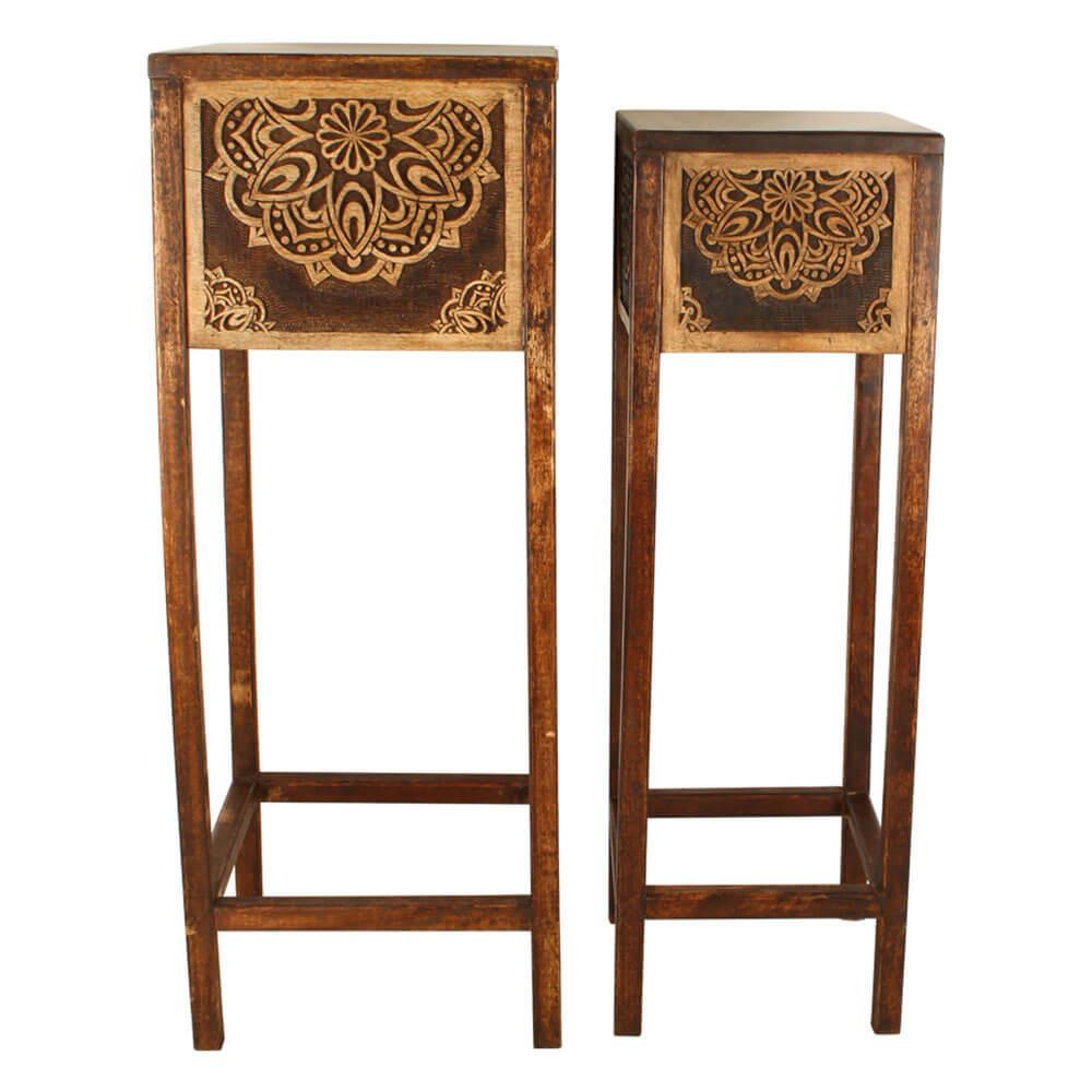 Harmony Square Mango Wood Planter Stands Set Of 2 (Lge 75Cm)  |  Gardening Gardening Gardening