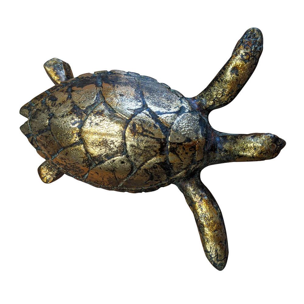 Joaquin Antique Gold Turtle Ornament (11X10Cm)  |  Gardening Gardening Gardening