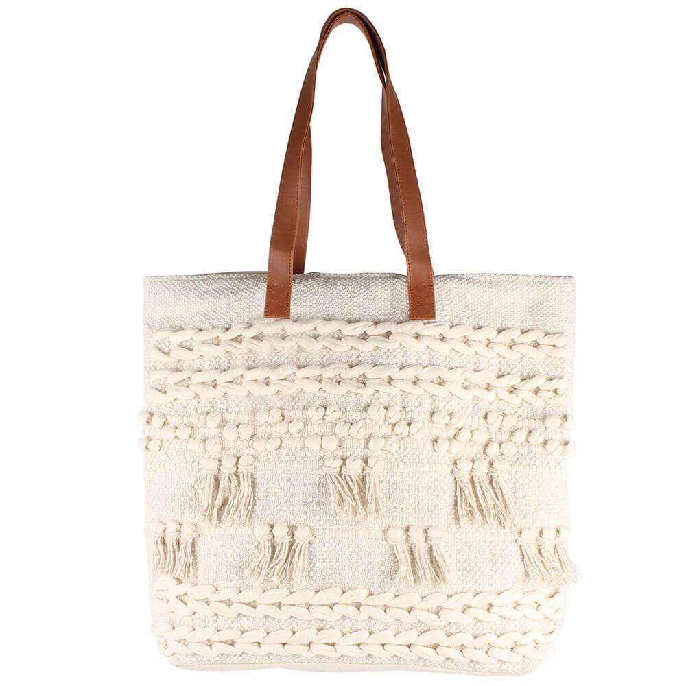 Leela Tote Cotton Bag With Pu Strap (45X40Cm)  |  Wallets & Money Clips Accessories Wallets & Money Clips