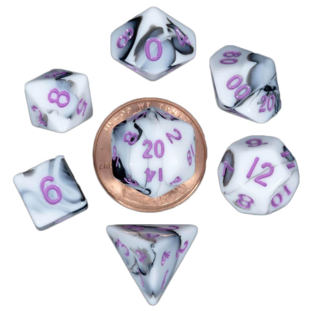 Mdg Mini Polyhedral Dice Set (With Purple Numbers Marble)  |  Gaming & Gambling Gaming & Gambling Gaming & Gambling