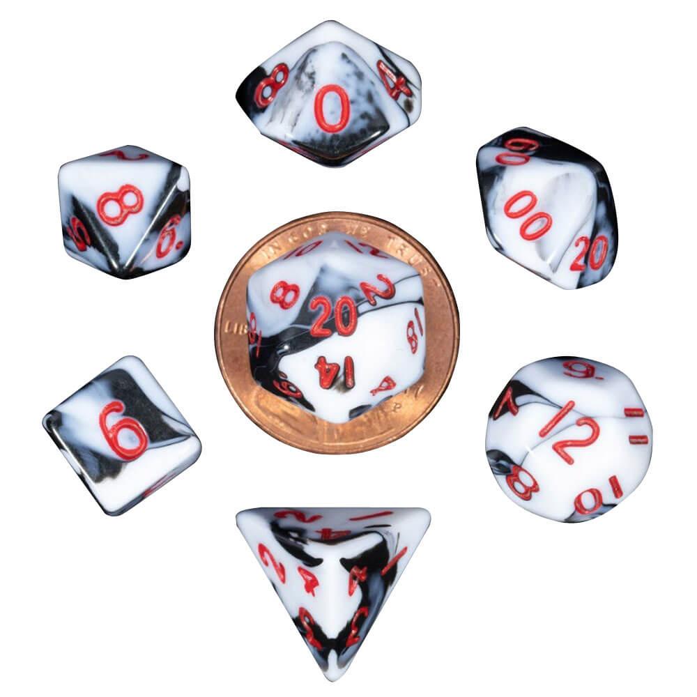 Mdg Mini Polyhedral Dice Set (With Red Numbers Marble)  |  Gaming & Gambling Gaming & Gambling Gaming & Gambling