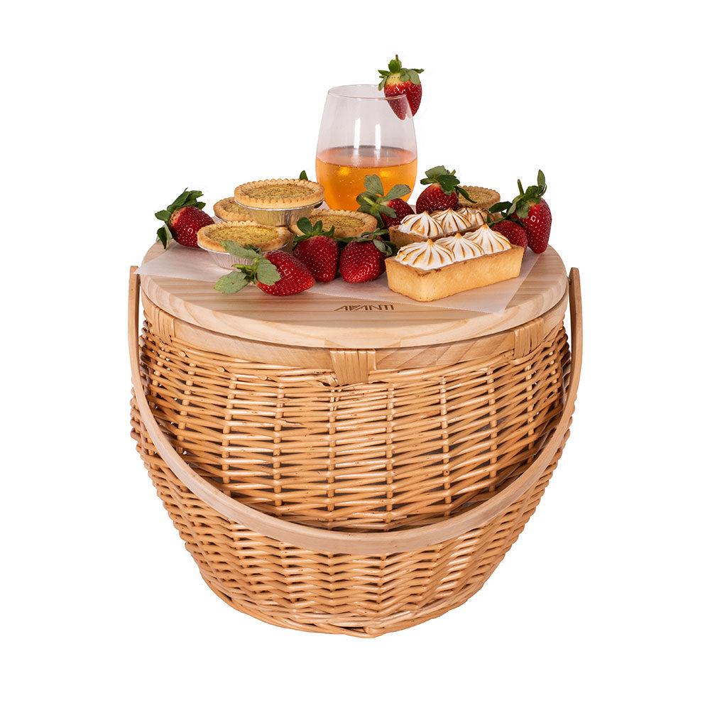 Pinewood Top Round Flora Lining Picnic Basket  |  Gardening Gardening Gardening