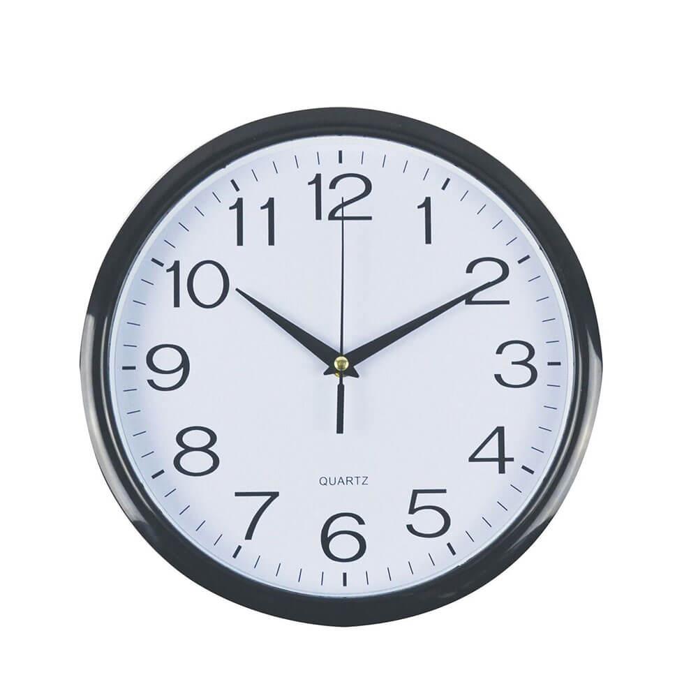 Plastic White Face & Black Trim Wall Clock (30Cm)  |  Wall & Alarm Clocks Indoor Wall & Alarm Clocks