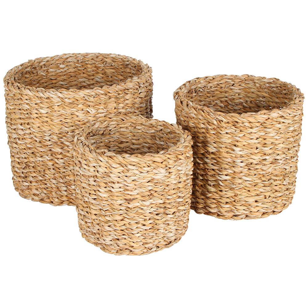 Sunshine Seagrass Round Mini Cylinder Set Of 3 (Lge 25X20Cm)  |  Gardening Gardening Gardening