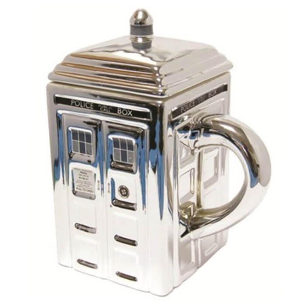 Tardis Mug With Lid (Silver)  |  Drinking & Bar Drinking & Bar Drinking & Bar