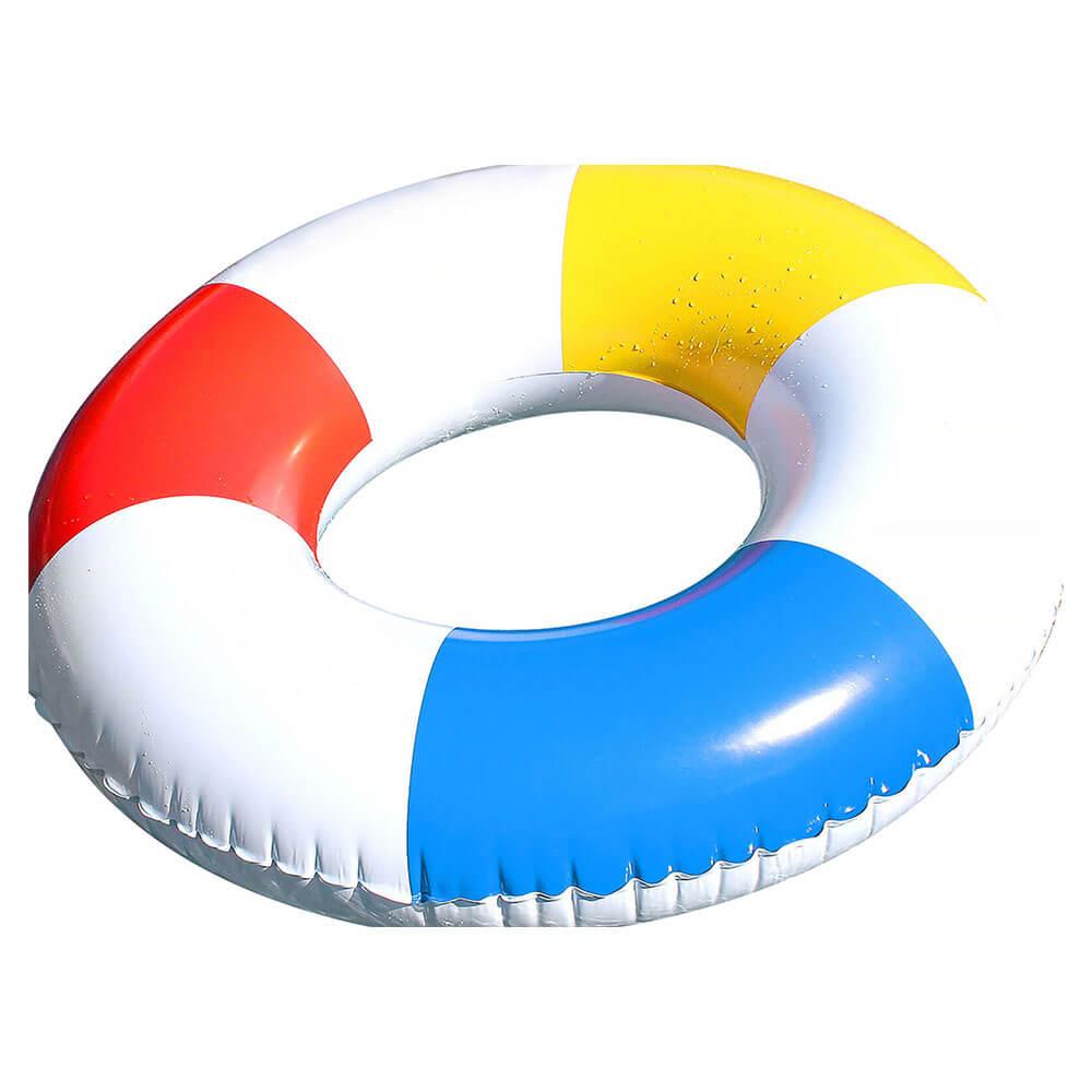 White Swim Ring With Red Blue & Yellow Stripe 77Cm  |  Swimming & Beach Outdoor Swimming & Beach