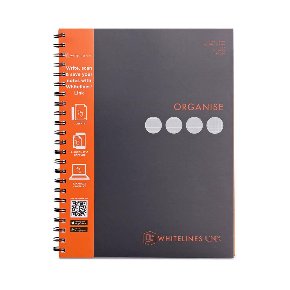 Whitelines Spiral 4 Subject Notebook A4 Black (240 Pages)  |  Other Accessories Accessories Other Accessories